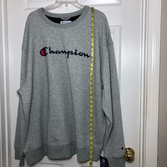 Champion Men's Powerblend Fleece Midweight Crewneck  Oxford Gray Sweatshirt 2XL - Picture 14 of 15